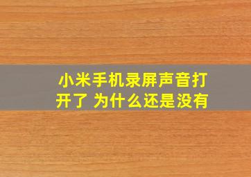 小米手机录屏声音打开了 为什么还是没有