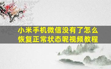 小米手机微信没有了怎么恢复正常状态呢视频教程