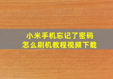 小米手机忘记了密码怎么刷机教程视频下载