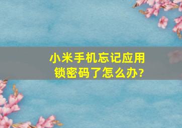 小米手机忘记应用锁密码了怎么办?