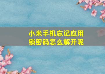 小米手机忘记应用锁密码怎么解开呢