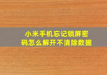 小米手机忘记锁屏密码怎么解开不清除数据