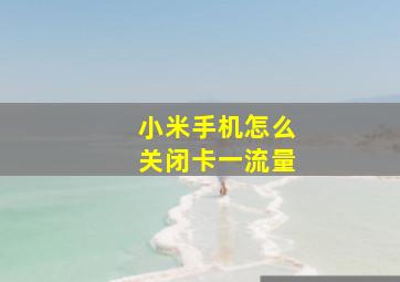 小米手机怎么关闭卡一流量