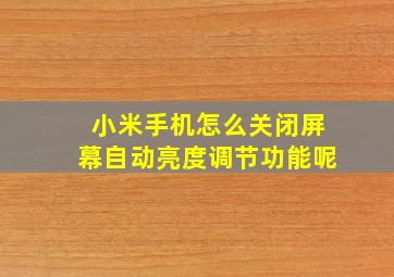 小米手机怎么关闭屏幕自动亮度调节功能呢