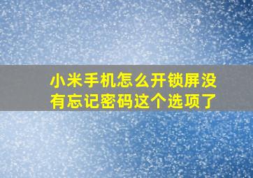 小米手机怎么开锁屏没有忘记密码这个选项了