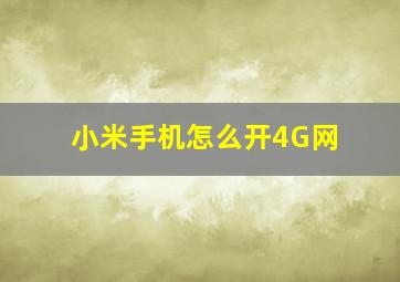 小米手机怎么开4G网