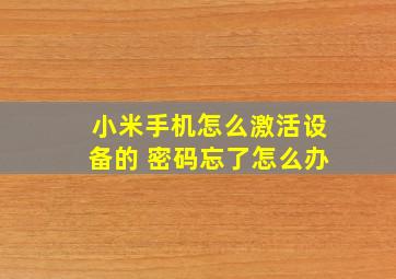 小米手机怎么激活设备的 密码忘了怎么办