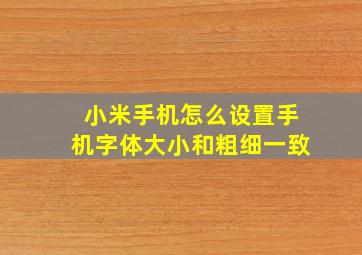 小米手机怎么设置手机字体大小和粗细一致