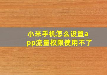 小米手机怎么设置app流量权限使用不了