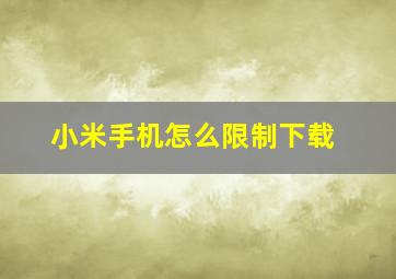 小米手机怎么限制下载