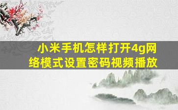 小米手机怎样打开4g网络模式设置密码视频播放