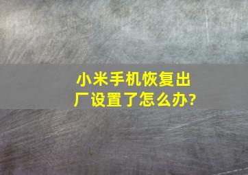 小米手机恢复出厂设置了怎么办?