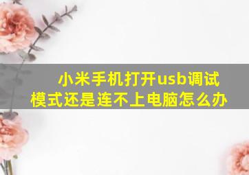 小米手机打开usb调试模式还是连不上电脑怎么办