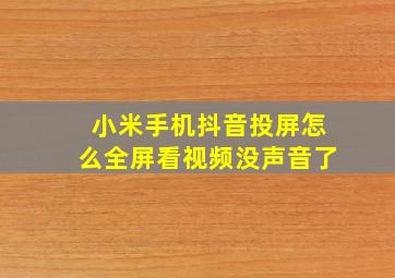 小米手机抖音投屏怎么全屏看视频没声音了