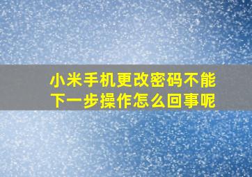 小米手机更改密码不能下一步操作怎么回事呢