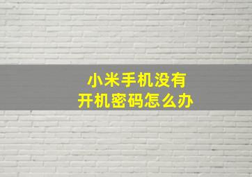 小米手机没有开机密码怎么办