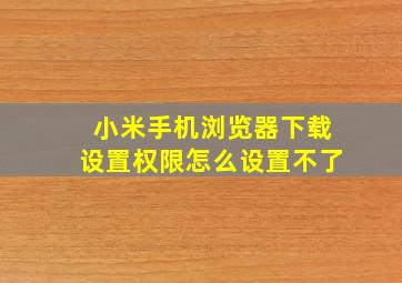 小米手机浏览器下载设置权限怎么设置不了