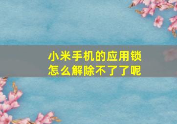 小米手机的应用锁怎么解除不了了呢