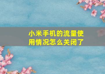 小米手机的流量使用情况怎么关闭了