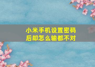 小米手机设置密码后却怎么输都不对