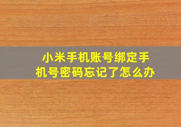 小米手机账号绑定手机号密码忘记了怎么办