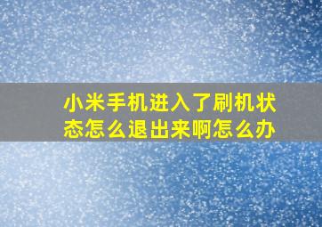 小米手机进入了刷机状态怎么退出来啊怎么办