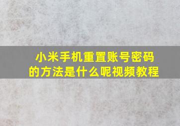 小米手机重置账号密码的方法是什么呢视频教程