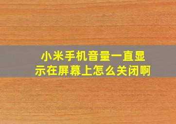 小米手机音量一直显示在屏幕上怎么关闭啊