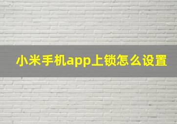 小米手机app上锁怎么设置