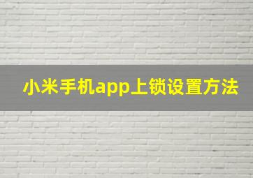 小米手机app上锁设置方法