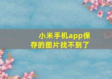 小米手机app保存的图片找不到了