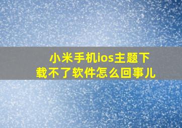 小米手机ios主题下载不了软件怎么回事儿