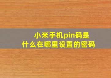 小米手机pin码是什么在哪里设置的密码