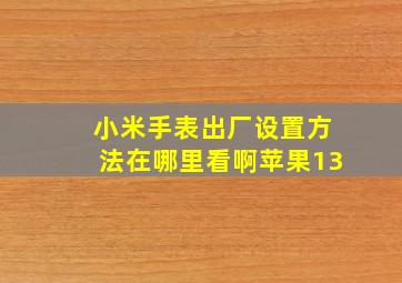 小米手表出厂设置方法在哪里看啊苹果13