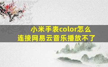 小米手表color怎么连接网易云音乐播放不了