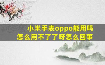 小米手表oppo能用吗怎么用不了了呀怎么回事