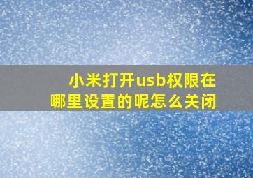 小米打开usb权限在哪里设置的呢怎么关闭