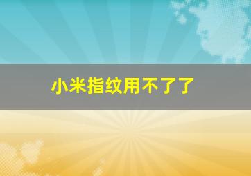 小米指纹用不了了