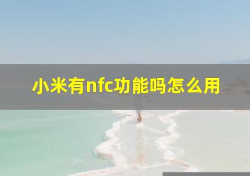 小米有nfc功能吗怎么用