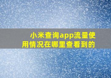 小米查询app流量使用情况在哪里查看到的