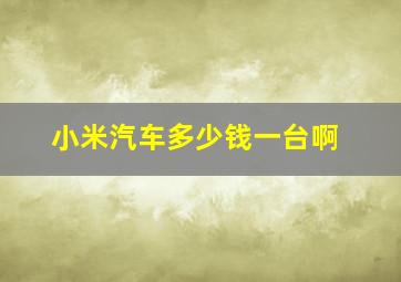 小米汽车多少钱一台啊