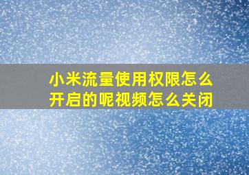 小米流量使用权限怎么开启的呢视频怎么关闭