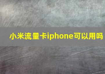 小米流量卡iphone可以用吗