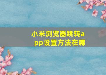 小米浏览器跳转app设置方法在哪