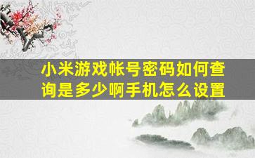 小米游戏帐号密码如何查询是多少啊手机怎么设置