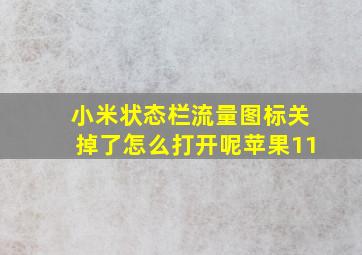 小米状态栏流量图标关掉了怎么打开呢苹果11