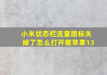 小米状态栏流量图标关掉了怎么打开呢苹果13