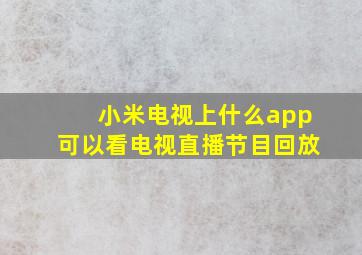 小米电视上什么app可以看电视直播节目回放