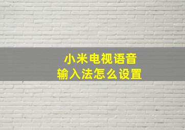 小米电视语音输入法怎么设置