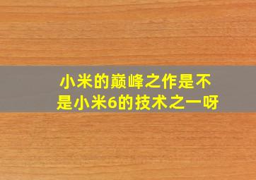 小米的巅峰之作是不是小米6的技术之一呀